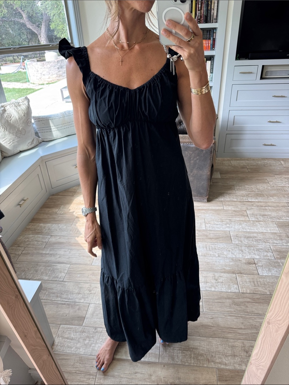 Universal Thread Black Ruffle Strap Maxi Dress
